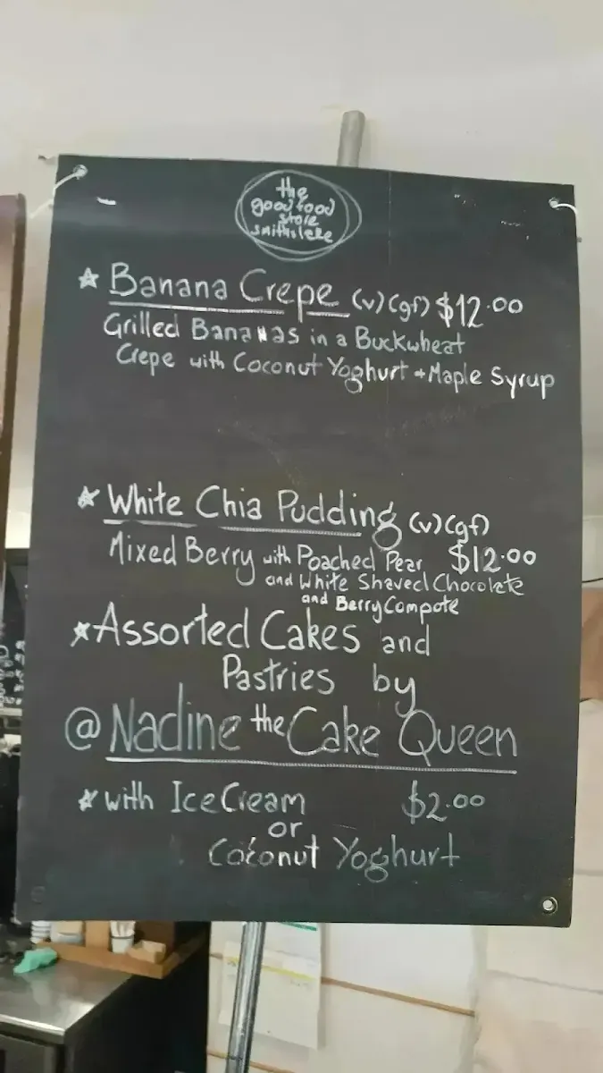 Menu, The Good Food Store