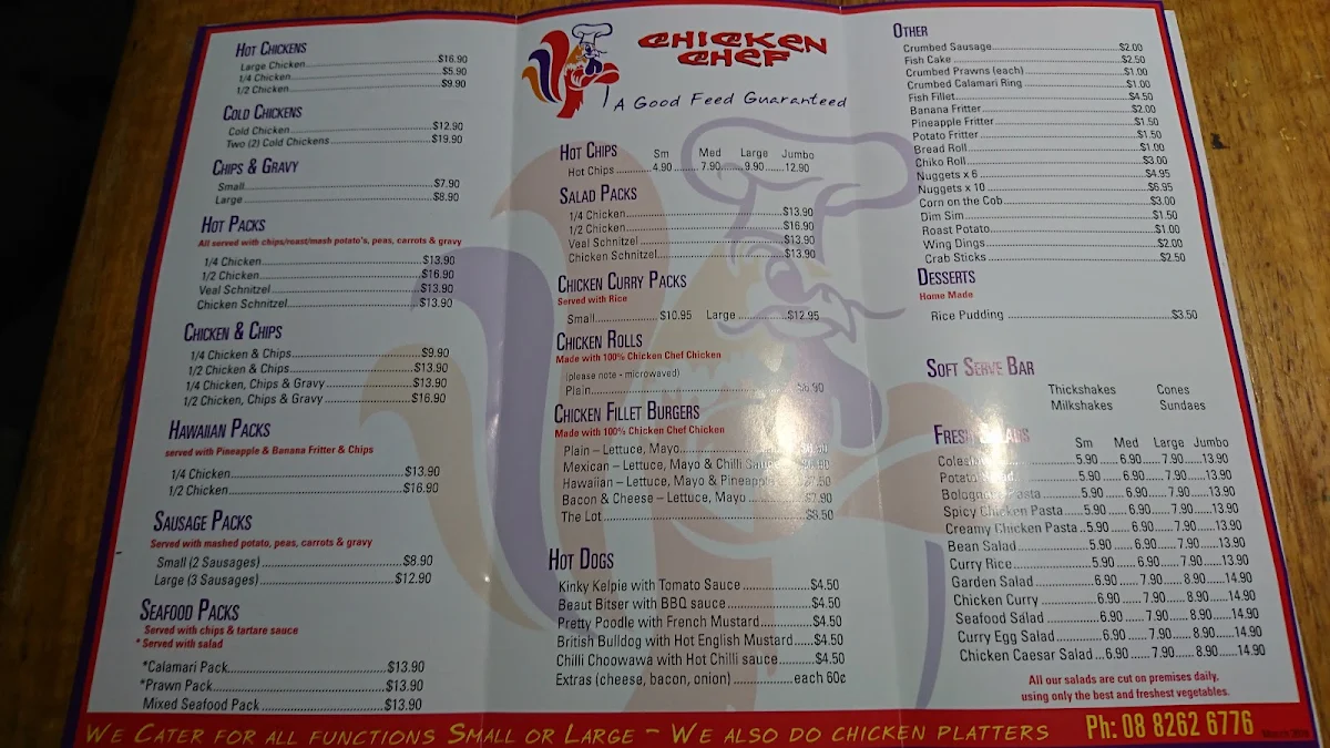 Menu, Chicken Chef