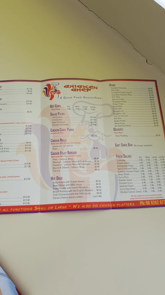 Menu, Chicken Chef