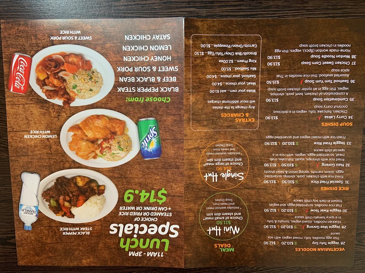 Menu, Noodle Hut