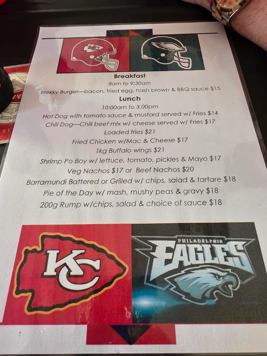 Menu, Grand Central Hotel