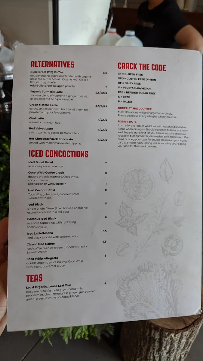 Menu, Caffe Republic