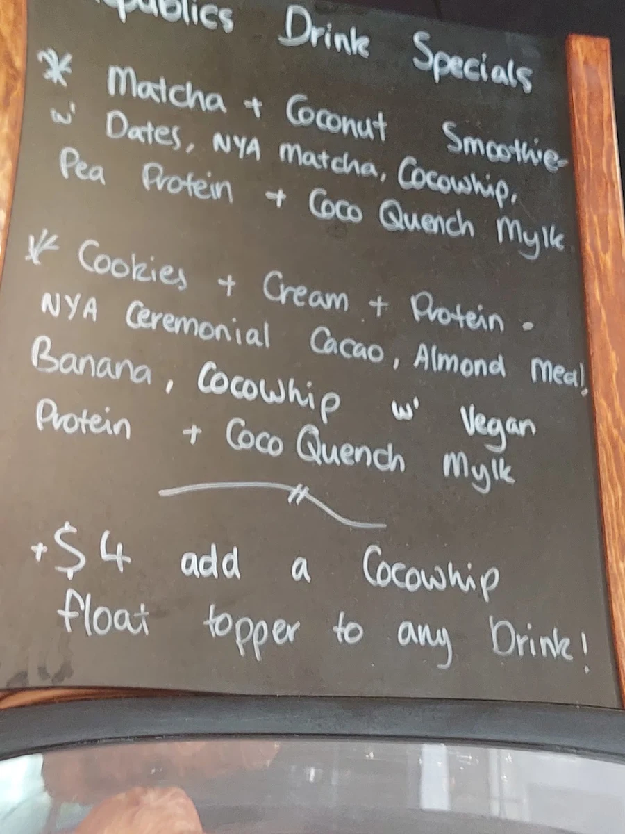 Menu, Caffe Republic