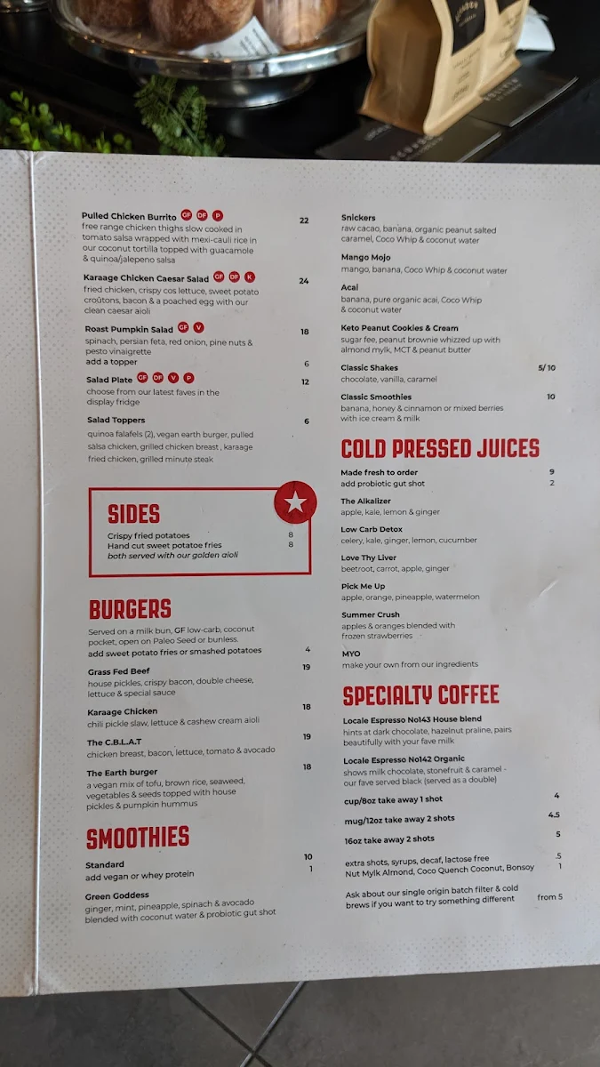 Menu, Caffe Republic