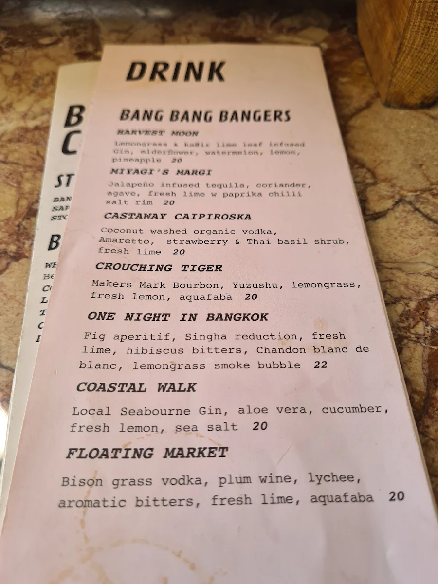 Menu, Bang Bang Noosa