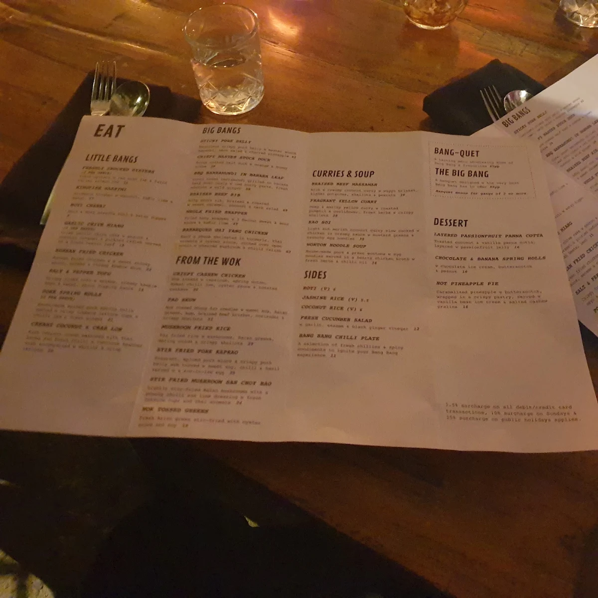 Menu, Bang Bang Noosa