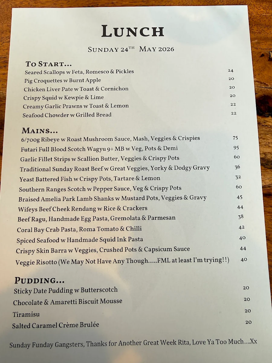 Menu, FYRE