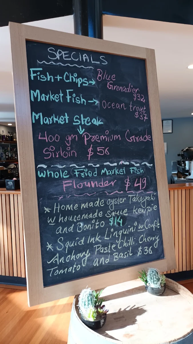 Menu, Barilla Bay Oyster Farm