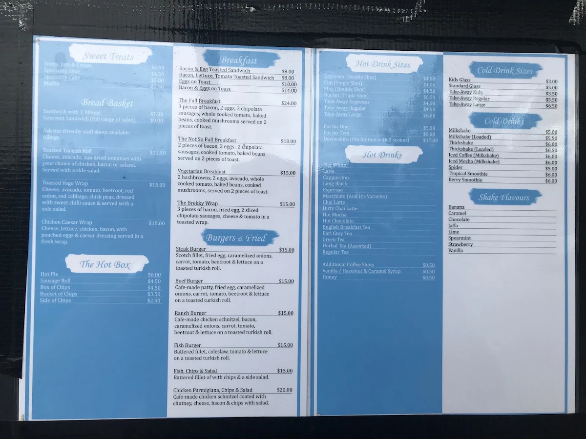Menu, Wren's Place Bakery Café