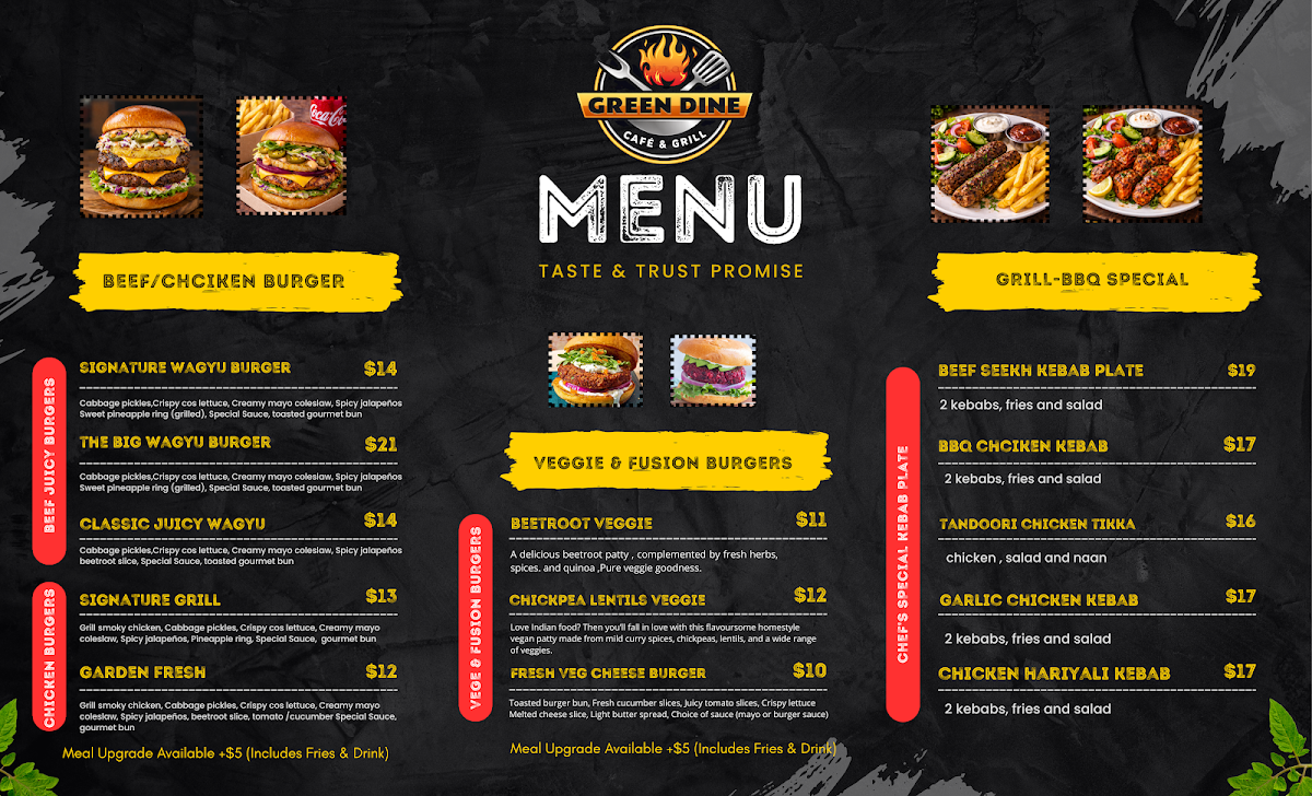 Menu, GREEN DINE- Cafe & Grill