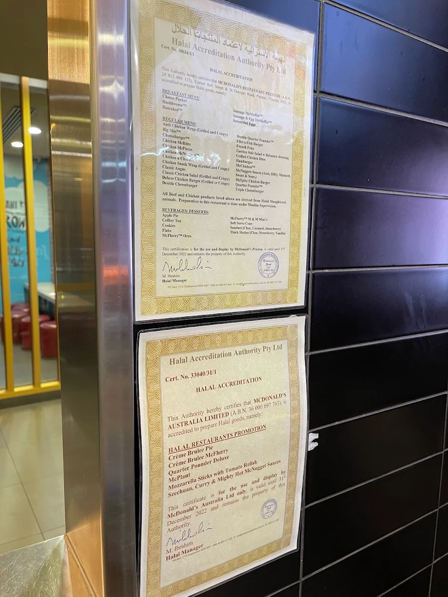 Menu, McDonald's Preston II