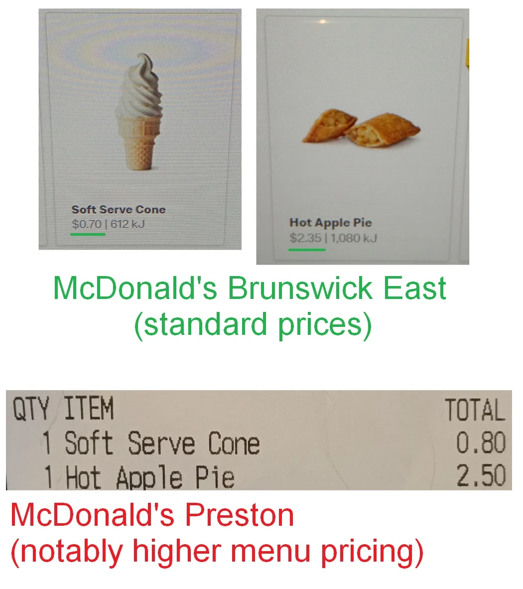Menu, McDonald's Preston II
