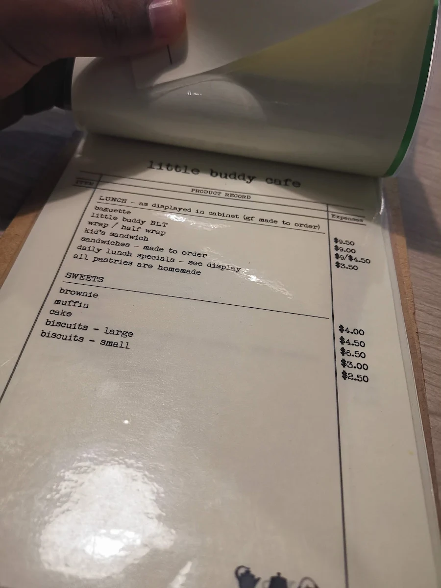 Menu, Little Buddy Cafe.