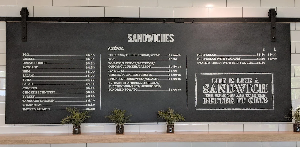 Menu, Podium Cafe