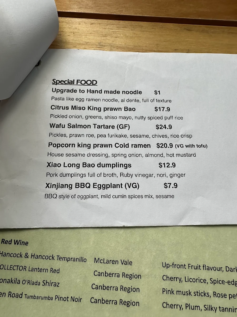 Menu, White Chaco