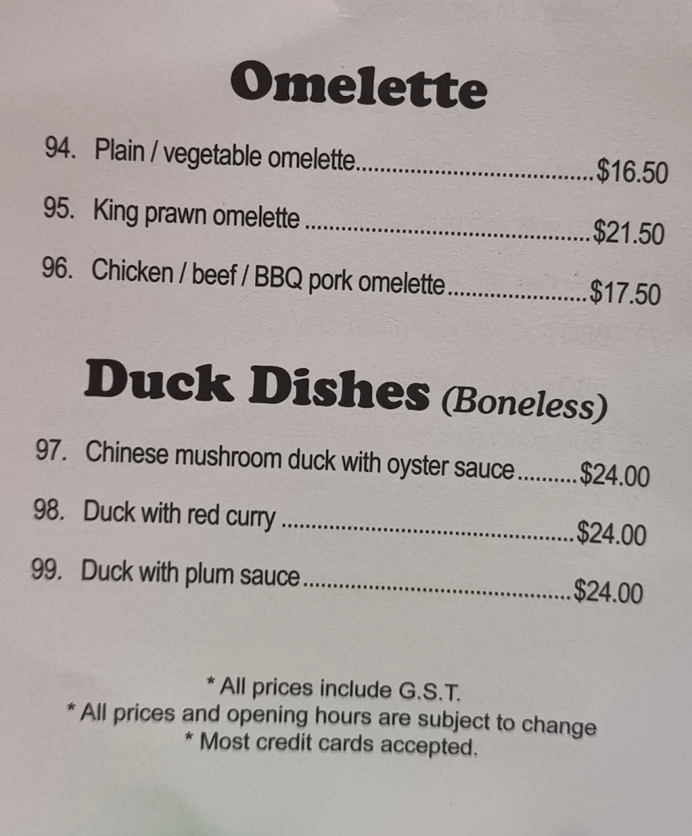 Menu, Onn's Kitchen Chinese and Malaysian takeaway