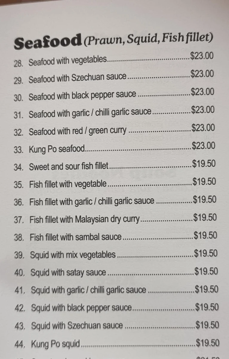 Menu, Onn's Kitchen Chinese and Malaysian takeaway