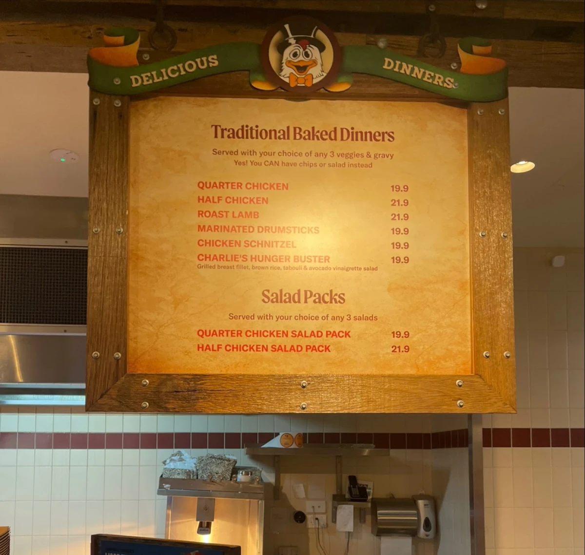 Menu, Chargrill Charlie's Malvern