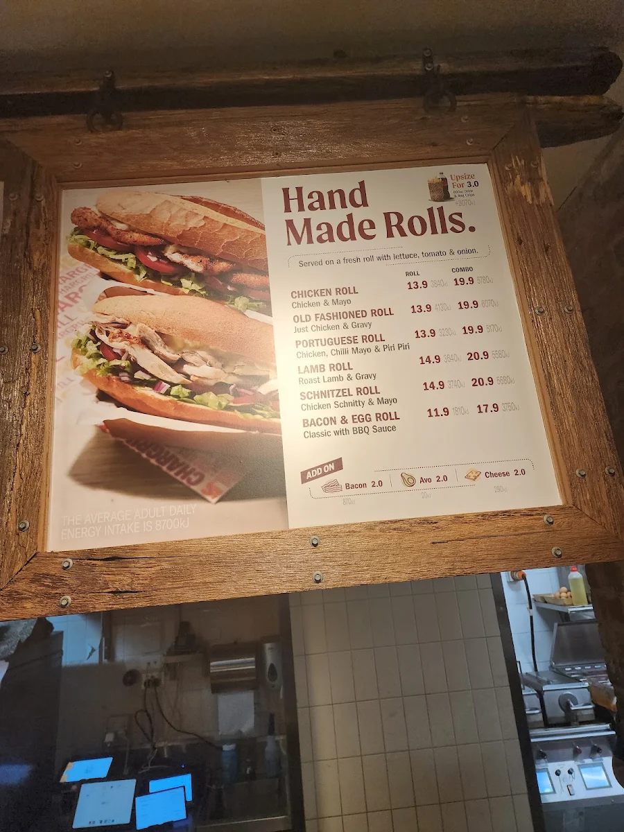Menu, Chargrill Charlie's Malvern