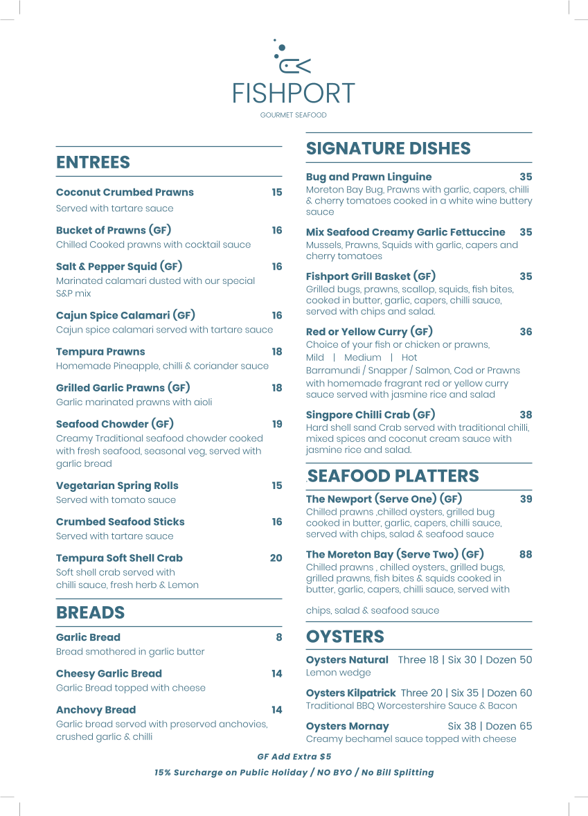 Menu, Fishport- Gourmet Seafood seafood restaurants in Brisbane