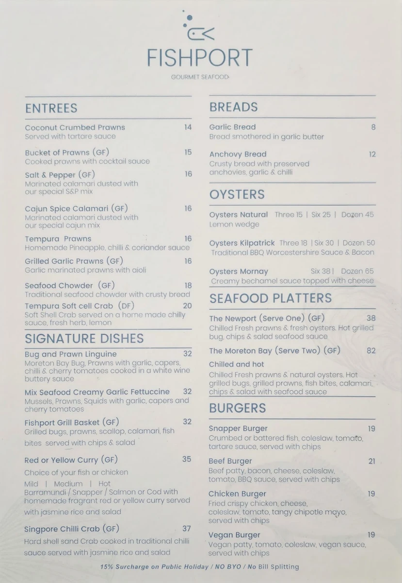 Menu, Fishport- Gourmet Seafood seafood restaurants in Brisbane
