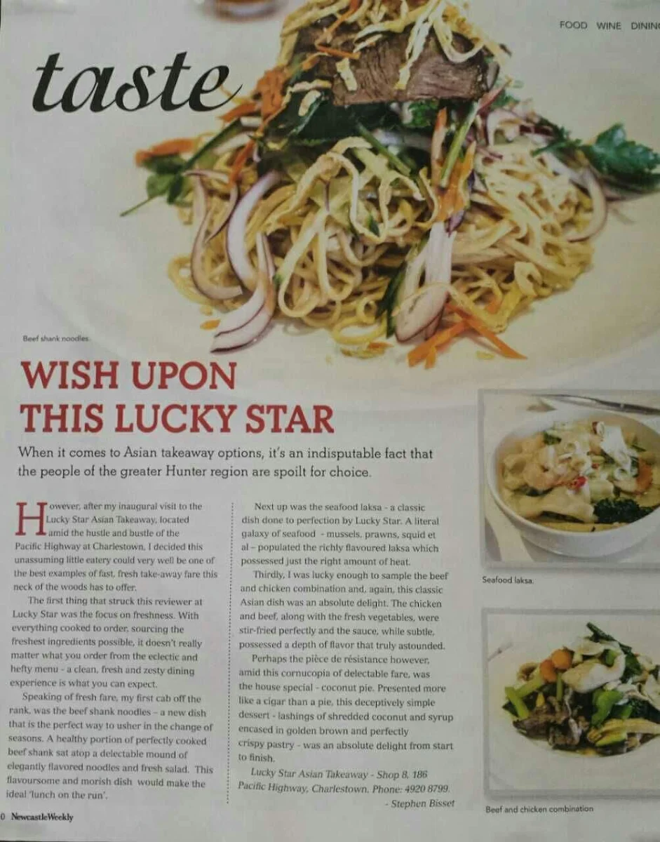 Menu, Lucky Star Asian Take Away