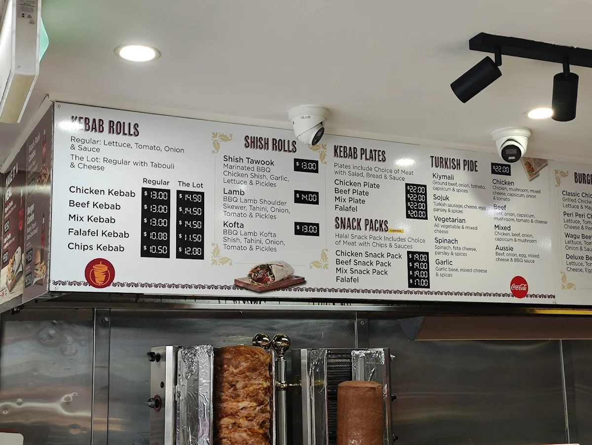 Menu, Kebabs on Kingsway