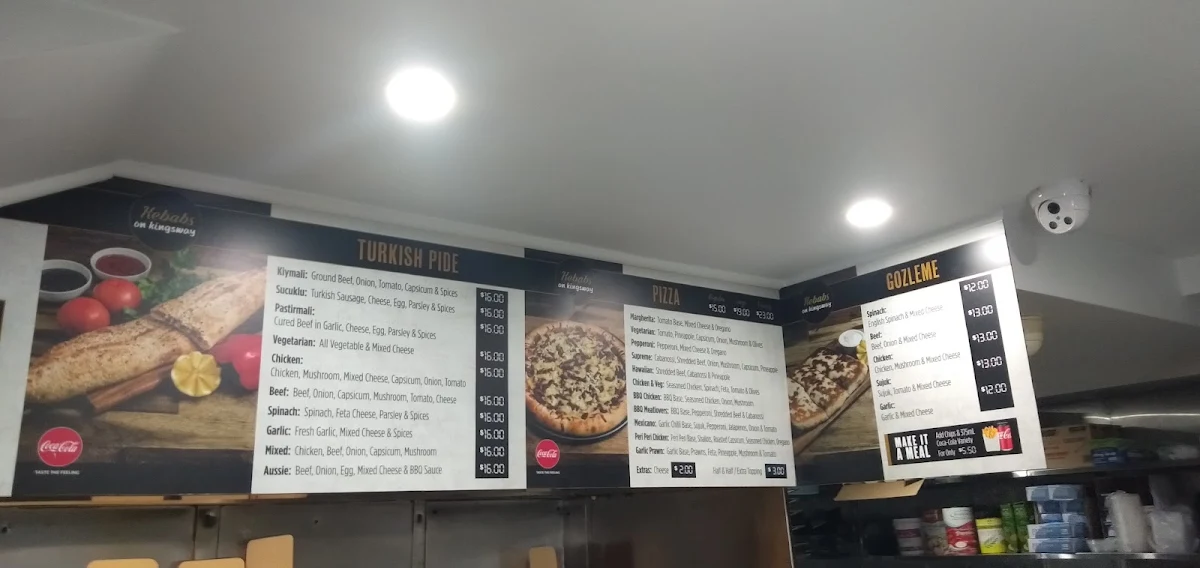 Menu, Kebabs on Kingsway