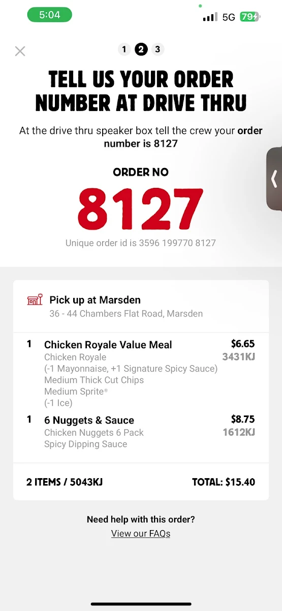 Menu, Hungry Jack's Burgers Marsden