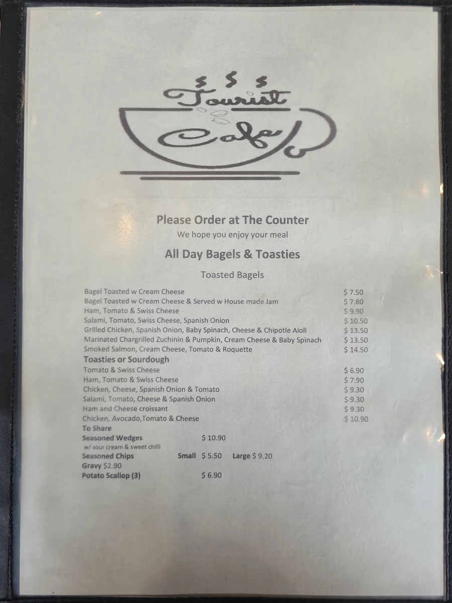 Menu, Tourist Cafe