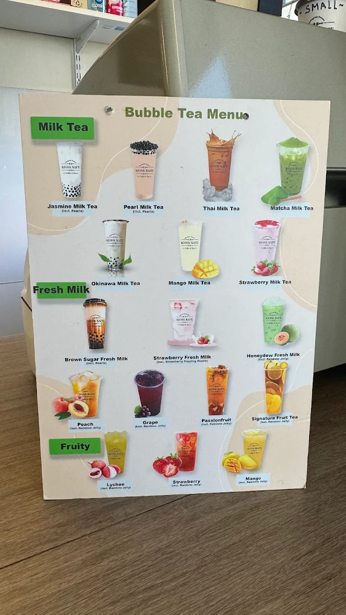 Menu, Kiosk Cafe