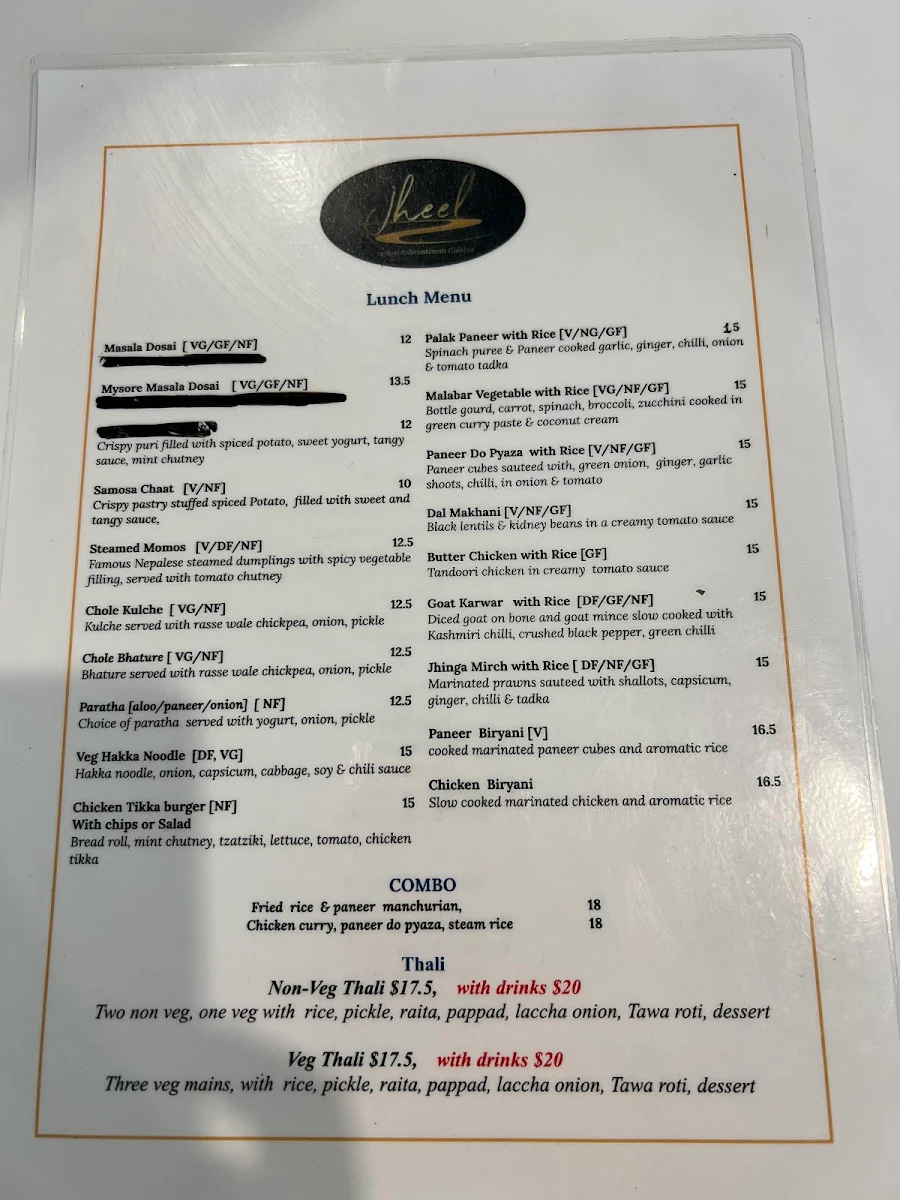Menu, Jheel