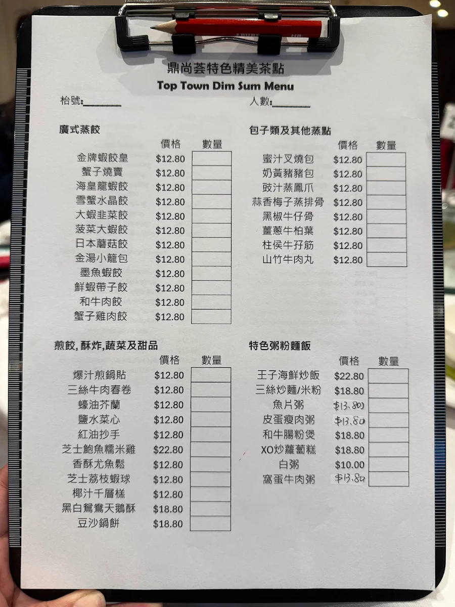 Menu, Top Town