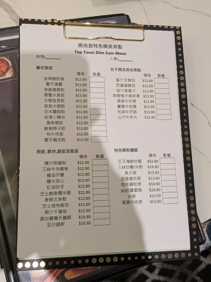 Menu, Top Town