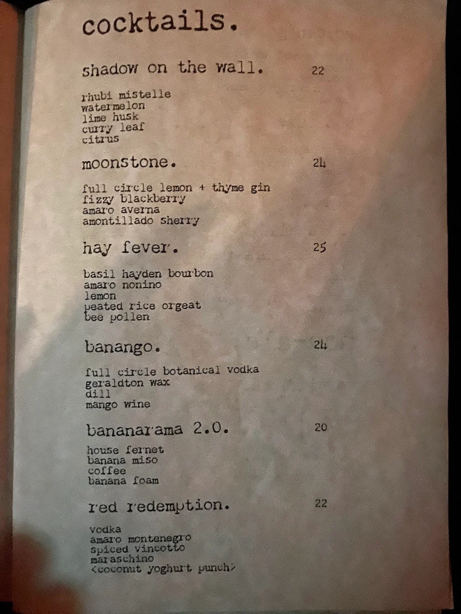 Menu, Before + After