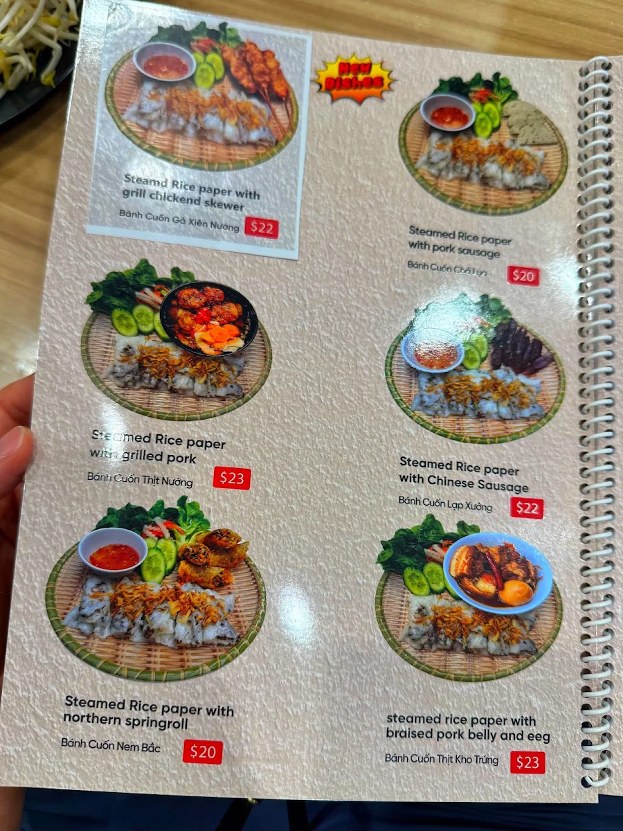 Menu, Pho Pasteur