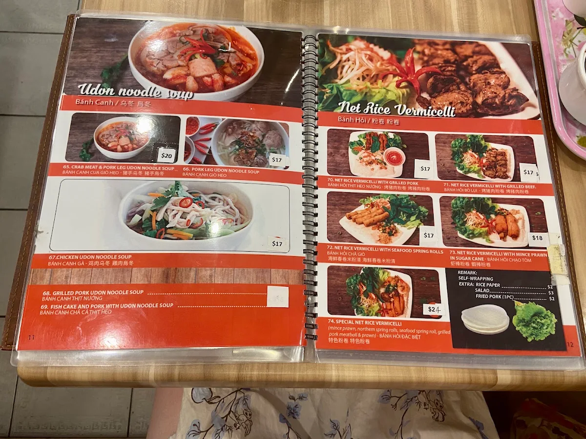 Menu, Pho Pasteur