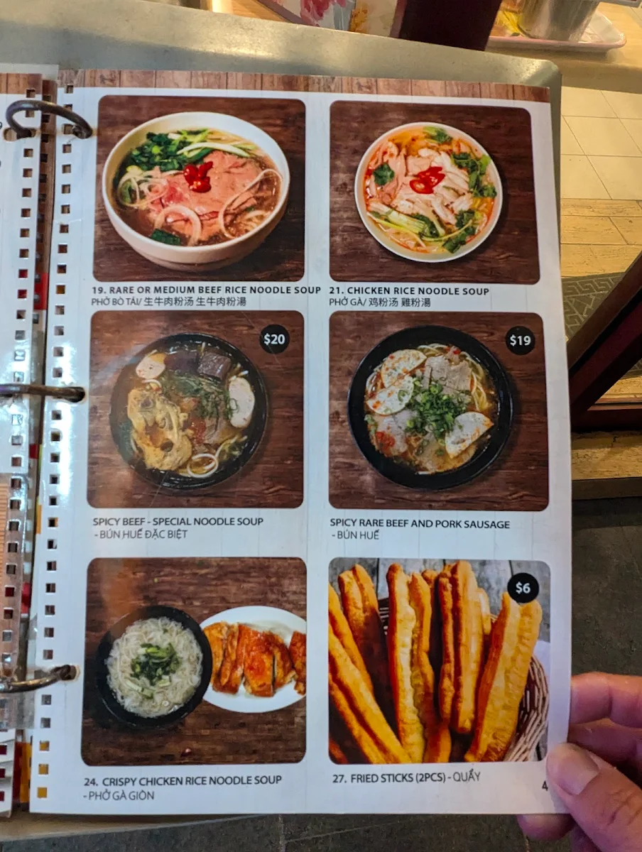 Menu, Pho Pasteur