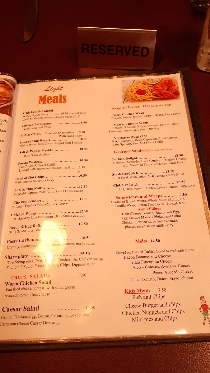 Menu, Lou's Cafe Restaurant