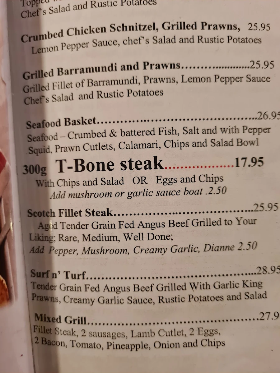 Menu, Lou's Cafe Restaurant