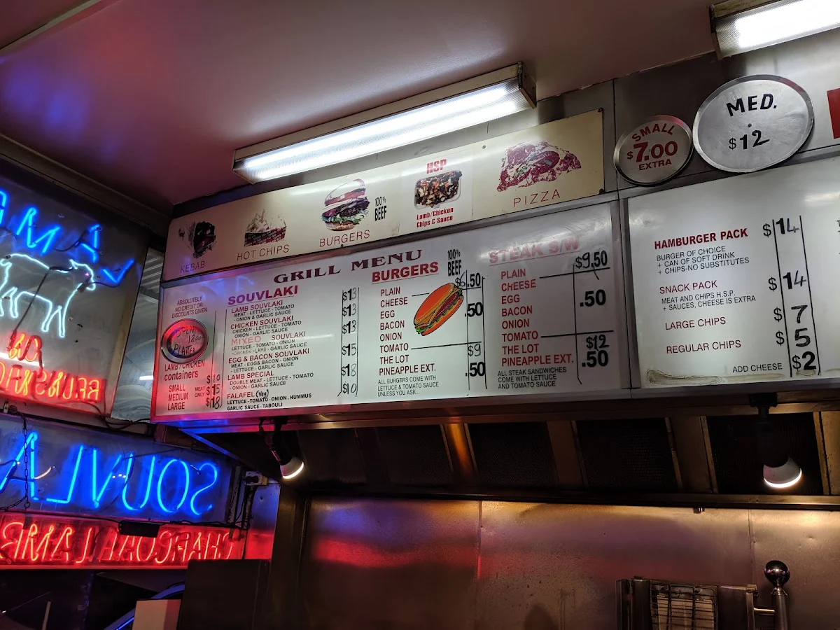 Menu, Lamb on Brunswick Street