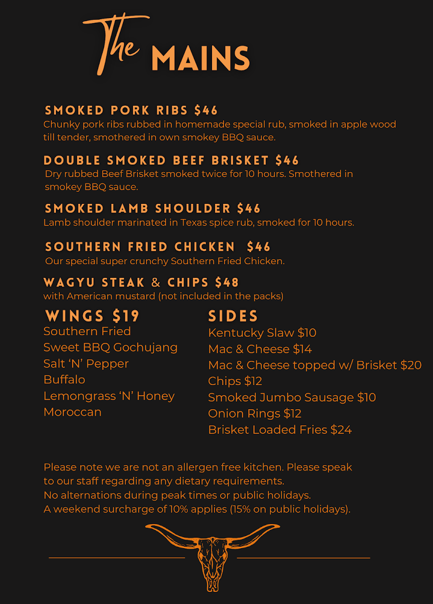 Menu, Benny's Smokehouse Bar & Grill - Rye