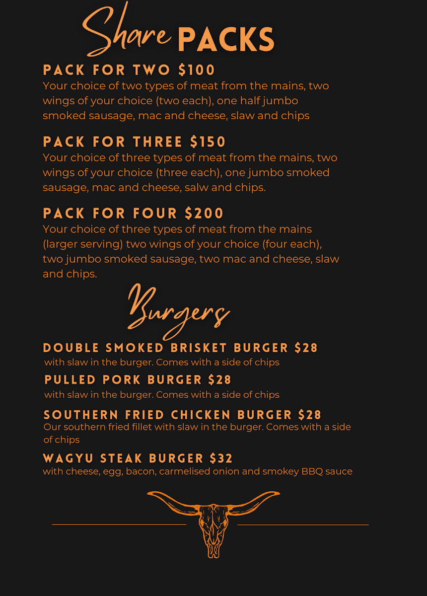 Menu, Benny's Smokehouse Bar & Grill - Rye
