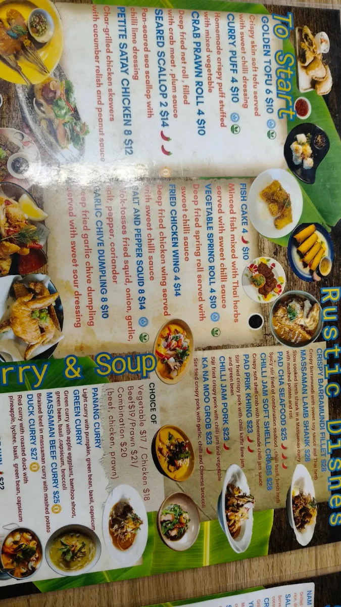Menu, Rustic Thai Restaurant