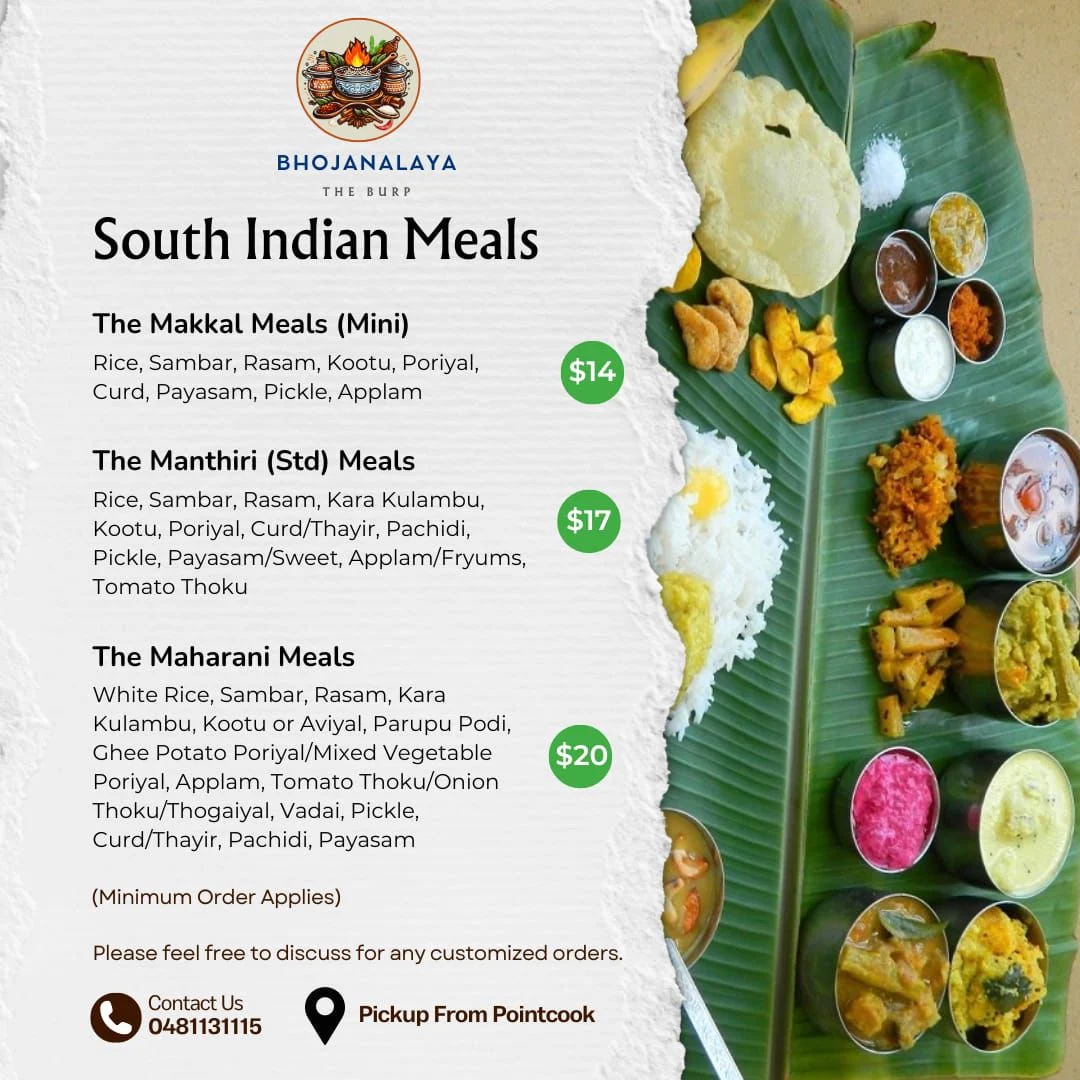 Menu, Bhojanalaya - The Burp ( Pre-order Basis South Indian Catering)