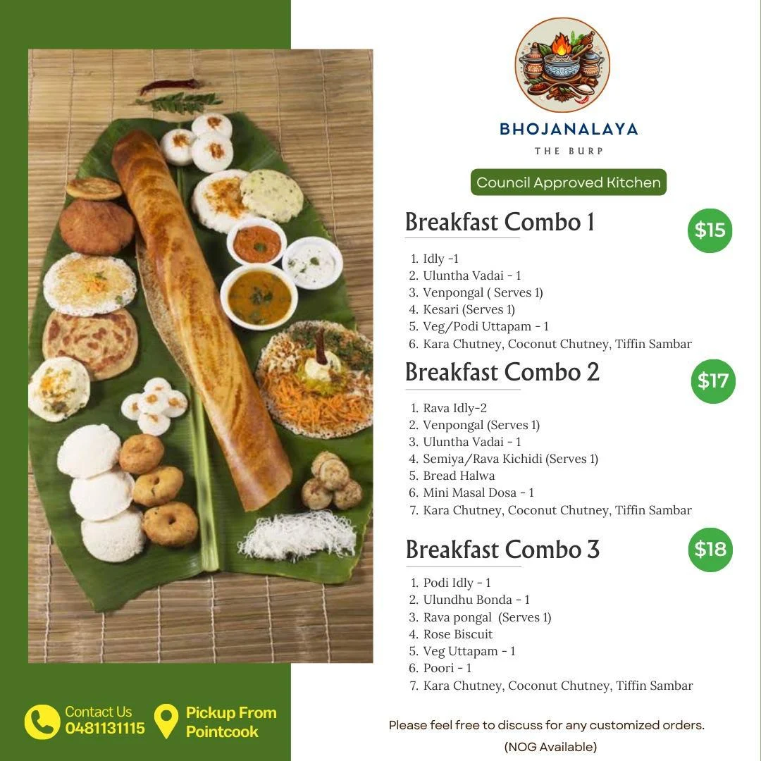 Menu, Bhojanalaya - The Burp ( Pre-order Basis South Indian Catering)
