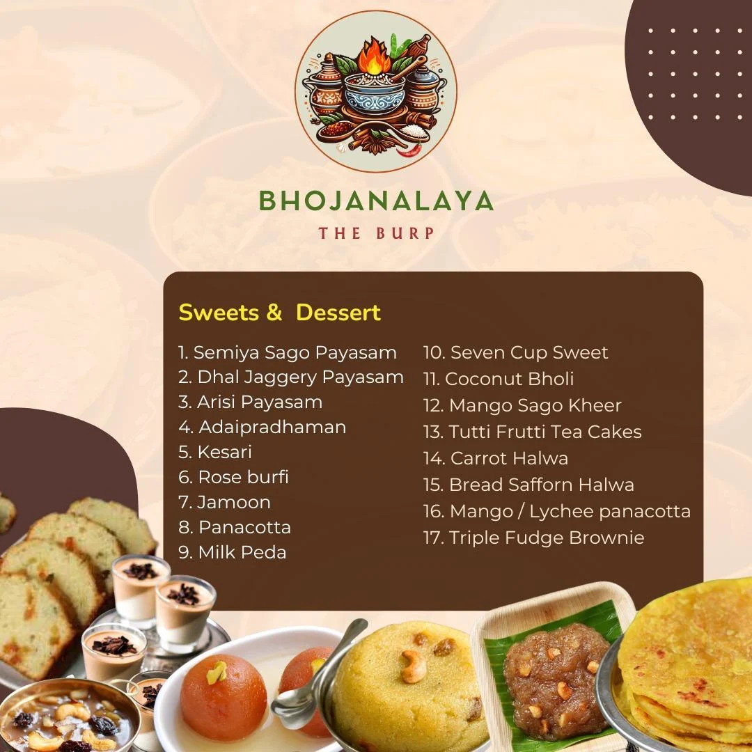 Menu, Bhojanalaya - The Burp ( Pre-order Basis South Indian Catering)