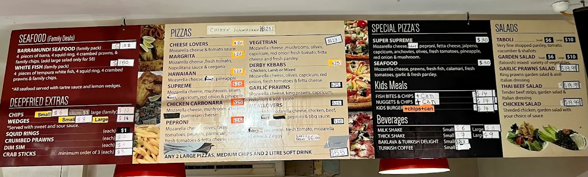 Menu, Derby Kebabs (Cairo Kebabs)