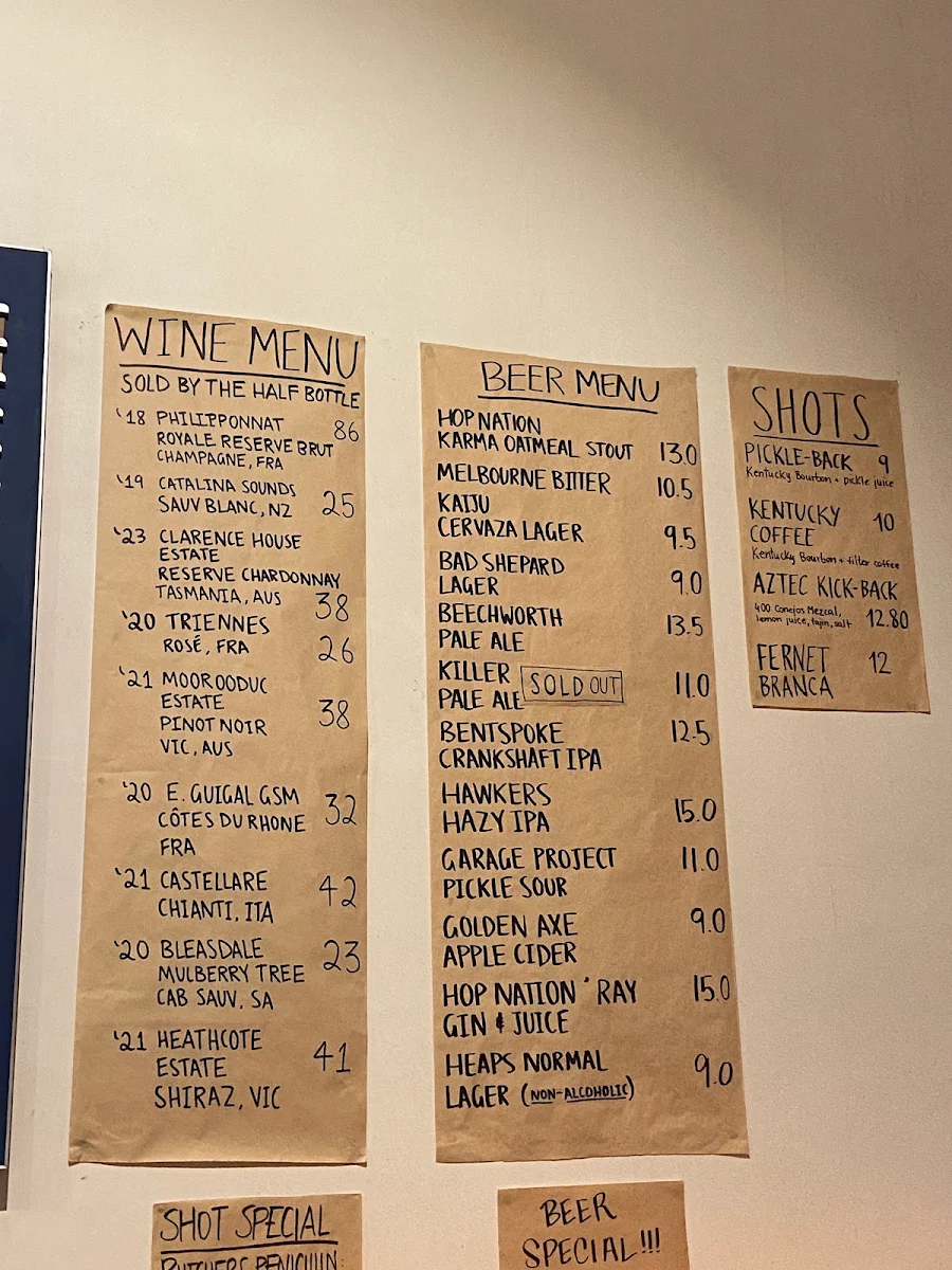 Menu, Butchers Diner
