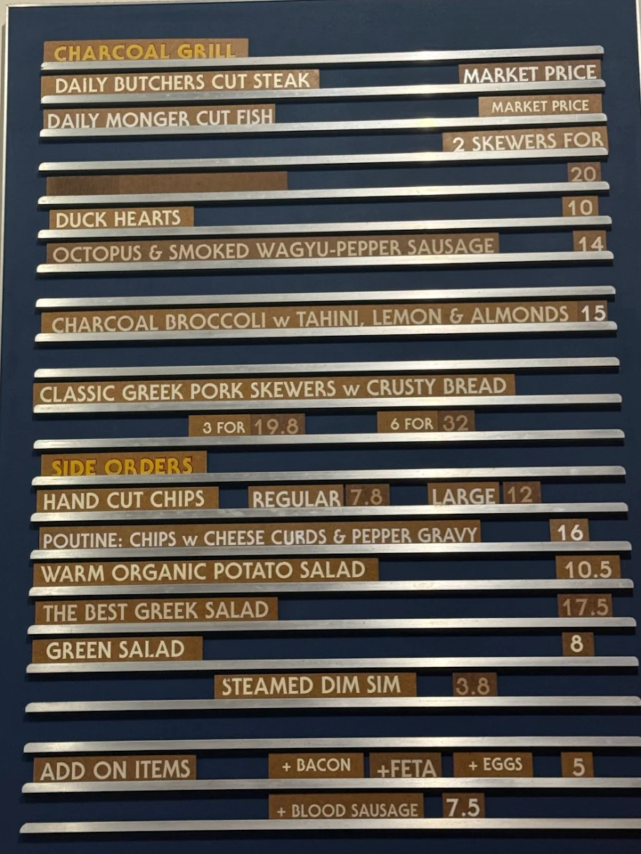 Menu, Butchers Diner